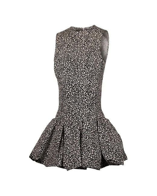 Valentino Garavani Gray Animal-Print Flared Mini Dress