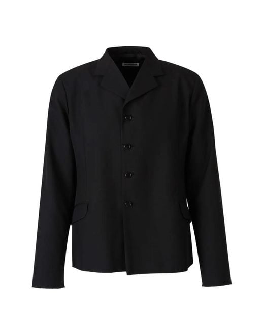 Jil Sander Black Raw-Edge Notched-Lapels Jacket for men