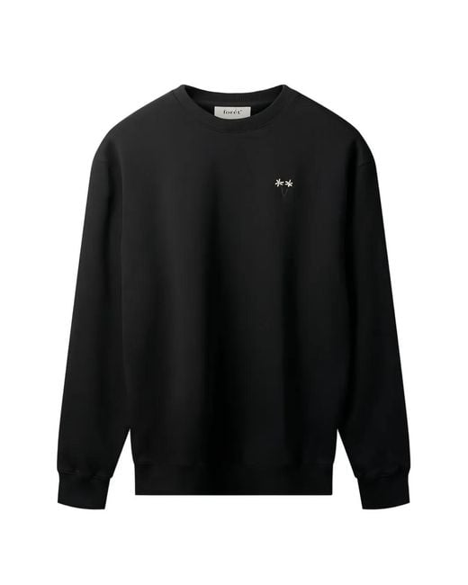 Forét Black Posy Embroidered Sweatshirt for men