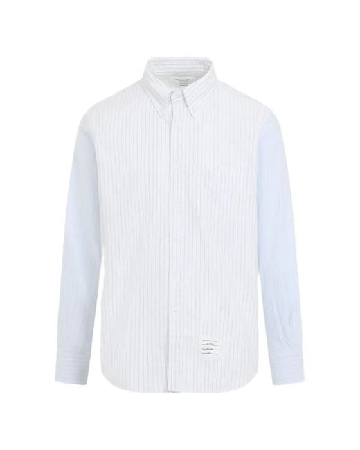Thom Browne White Pinstriped Cotton Shirt for men