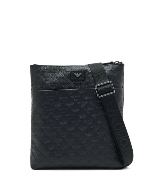 Bolso messenger con logo Emporio Armani de hombre de color Black