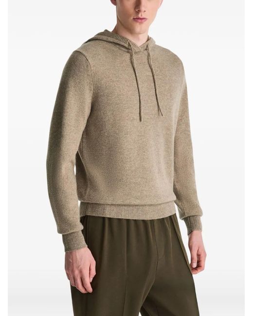 Peuterey Natural Logo-Patch Drawstring Knitted Hoodie for men