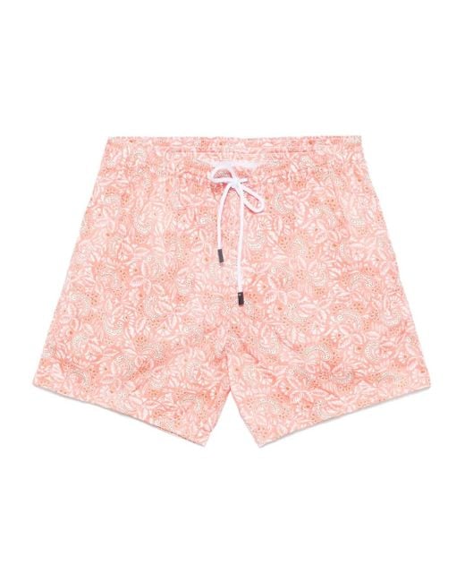 Barba Napoli Pink Printed Swim Shorts for men