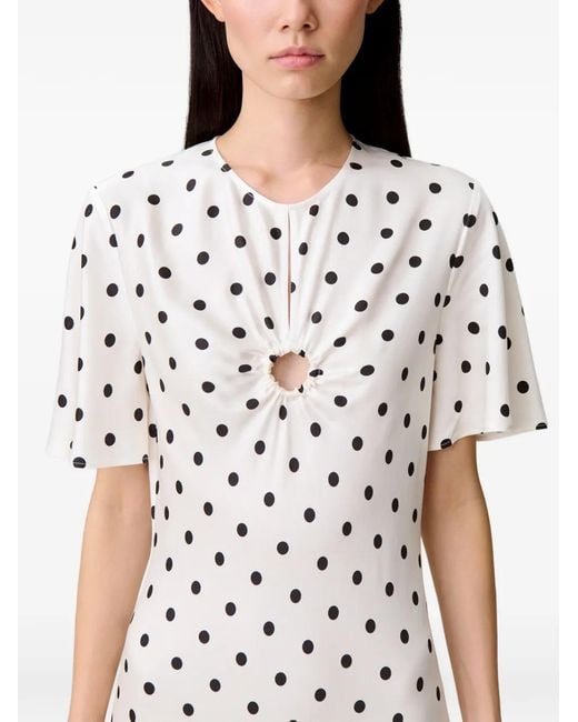 Claudie Pierlot White Satin Polka Dot Maxi Dress