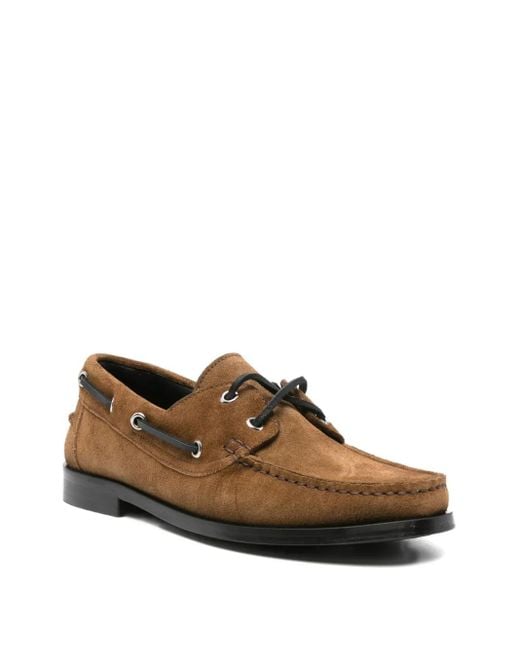 Aeyde Brown Suede Lace-Up Boat Shoes