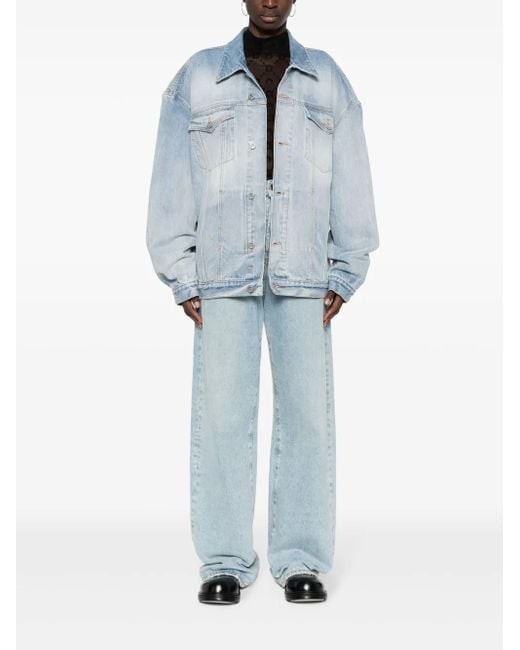 Vetements Blue Embossed-Logo Denim Jacket