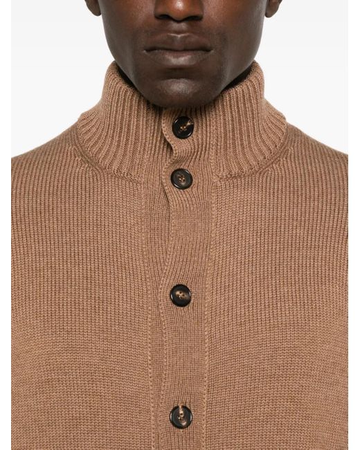 メンズ Zanone ハイネックカーディガン Brown
