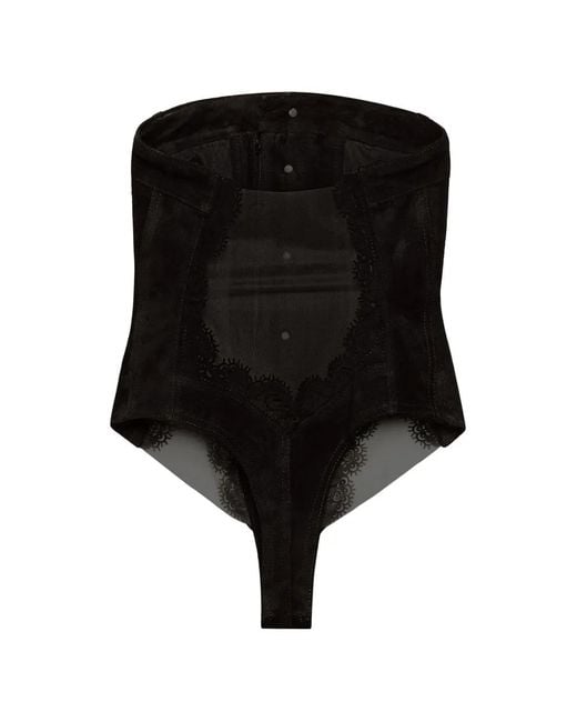 DSquared² Black Leather Bodysuit