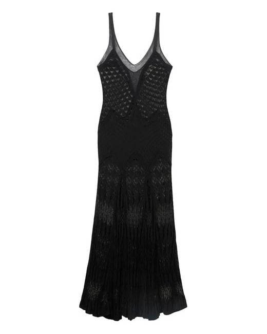 Blumarine Black Patterned V-neck maxi dress