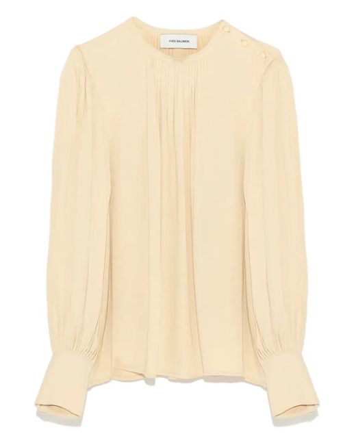 Yves Salomon Natural Button-Embellishment Blouse