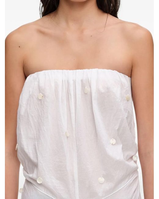 Bimba Y Lola White Ruched Strapless Dress