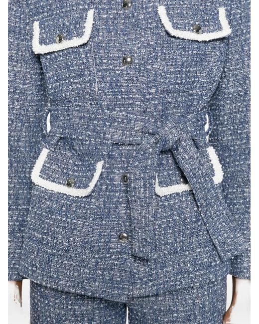 Maje Blue 4-Pocket Tweed Jacket
