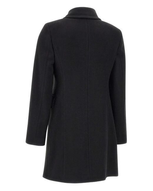 Kaos Black Single-Breasted Flap-Pocket Coat