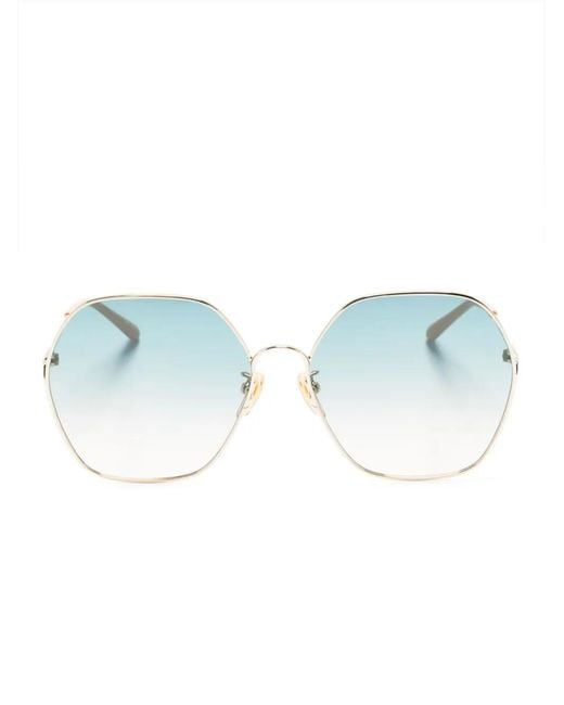 Chloé Blue Oversized Hexagonal-Frame Sunglasses