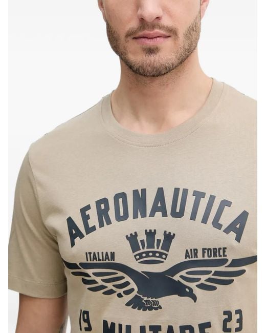 Aeronautica Militare White Logo-Print Short-Sleeve T-Shirt for men