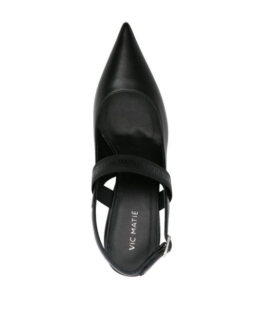Vic Matié Black Sculpted-heel Slingback Pumps