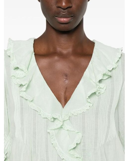 Doen Green Henri Ruffled Blouse