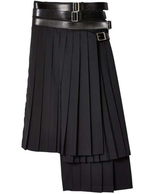 Junya Watanabe Black Belted Pleated Skirt