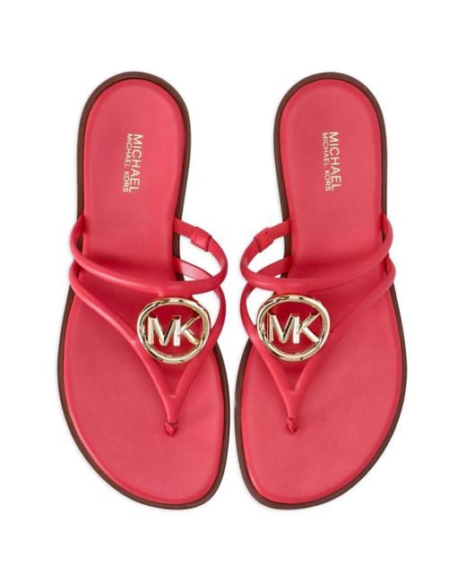 MICHAEL Michael Kors Hampton Logo plaque Thong strap Slides in