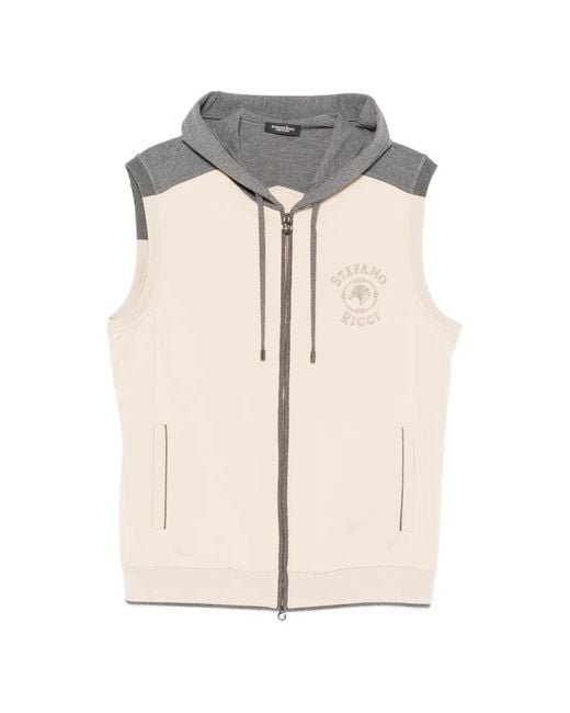 Stefano Ricci White Logo-Embroidered Zip-Up Hoodie for men