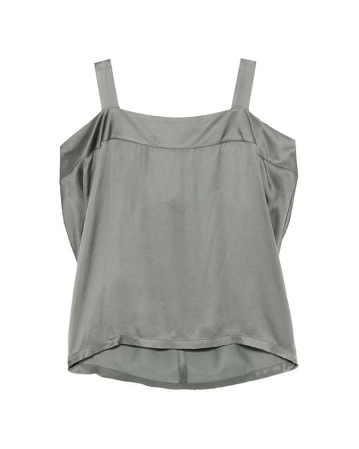 Collection Privée Gray Satik Cold-Shoulder Satin Top