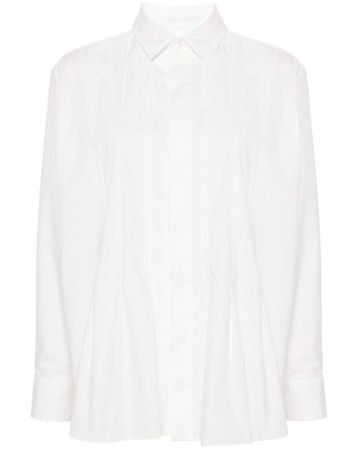 Sacai White Pleat-detail Poplin Shirt
