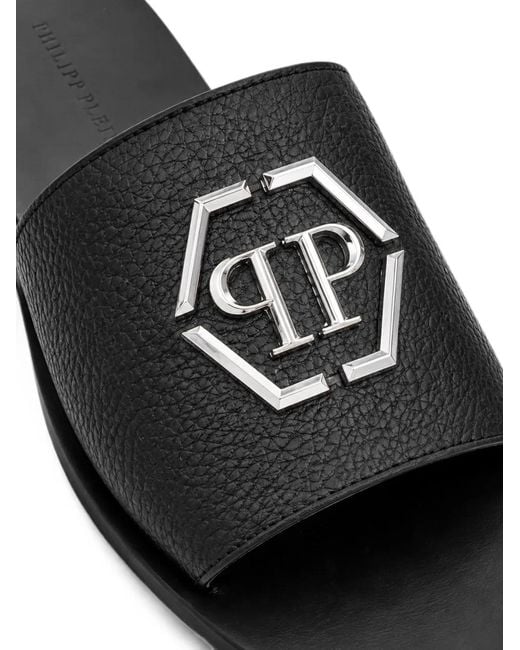 Philipp Plein White Sandales Big Hexagon En Cuir for men