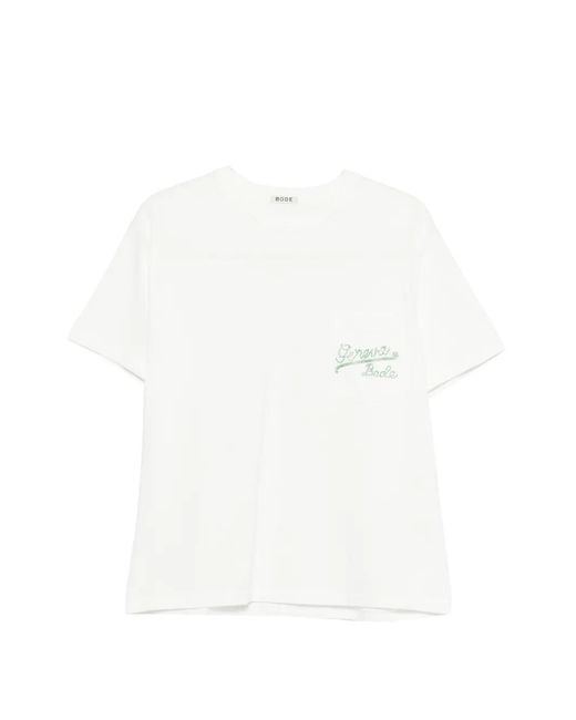Bode White Geneva Beaded Pocket T-Shirt for men