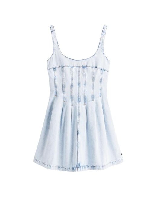 Tommy Hilfiger Blue Corset-Style Pleated Mini Dress