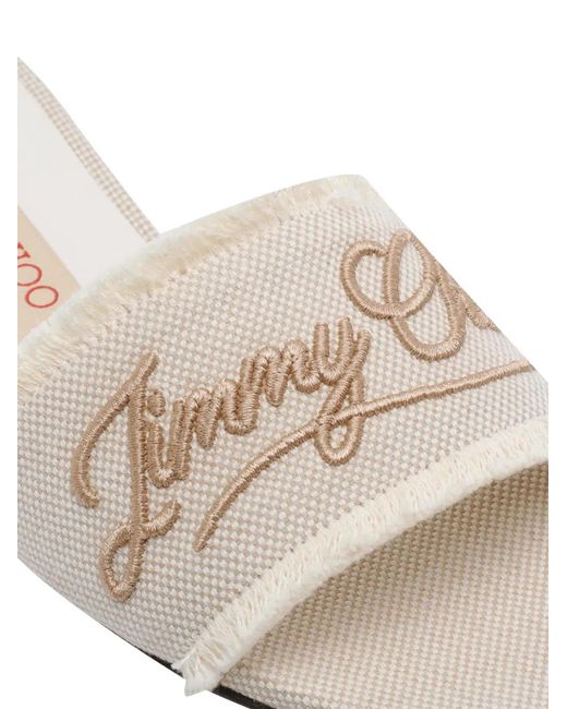 Jimmy Choo White Joa Logo-Embroidered Sandals