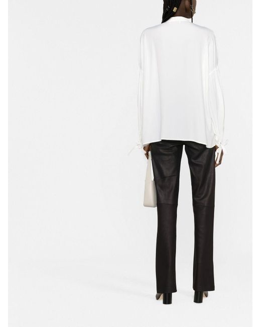 ERMANNO FIRENZE White Long-sleeve Button-fastening Blouse