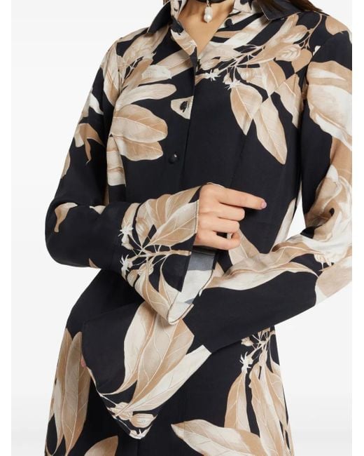 Hemant & Nandita Black Floral-Print Midi Dress