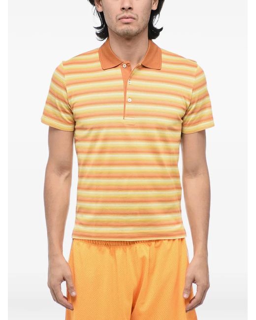 Corneliani Yellow Striped Short-Sleeve Polo Shirt for men