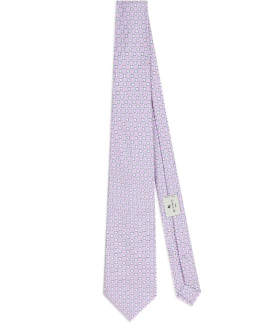 Etro Purple Patterned-jacquard Silk Tie for men