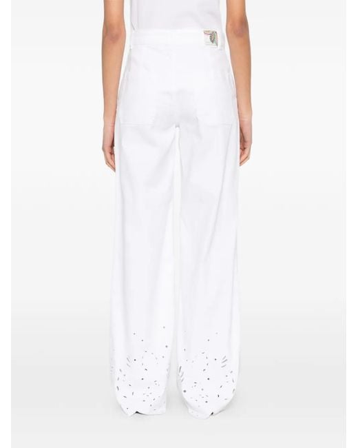 Marc Cain White Scalloped-Hem Straight Jeans