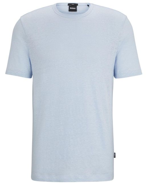 T-shirt en lin à manches courtes Boss pour homme en coloris Blue