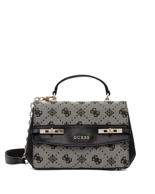 Guess Black Melinda Logo-Print Chain Tote Bag