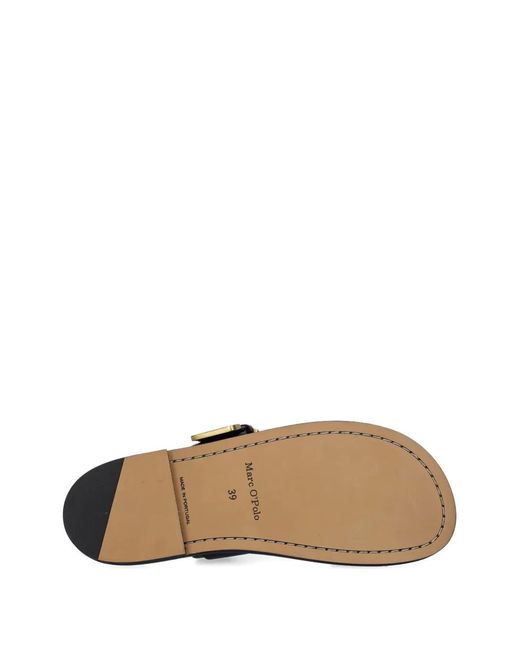 Marc O' Polo Black Buckled Leather Slides