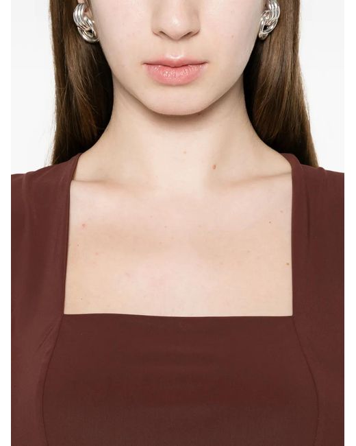Patrizia Pepe Brown Square-Neck Midi Dress