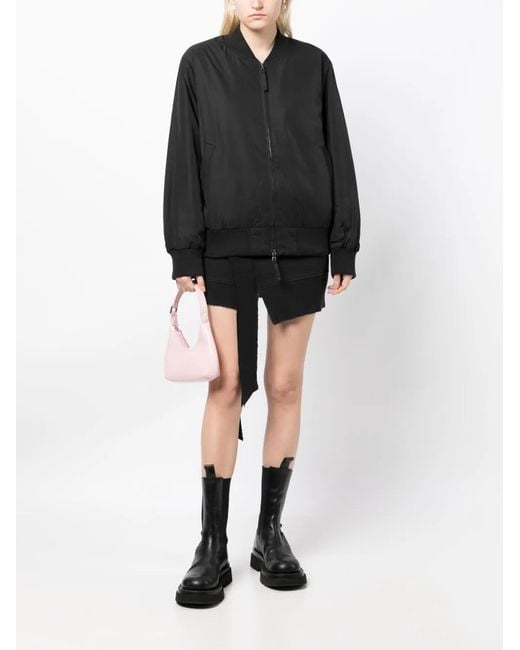 B+ AB Black Baseball-Collar Zip-Up Bomber Jacket
