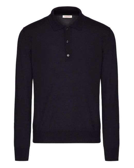 Valentino Garavani Blue Long-Sleeve Polo Shirt for men