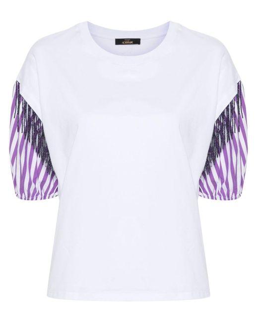 Twin Set Katoenen T-shirt Met Kralendetail in het White