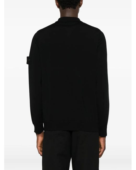 Stone Island Black Ghost Long-Sleeve Polo Shirt for men