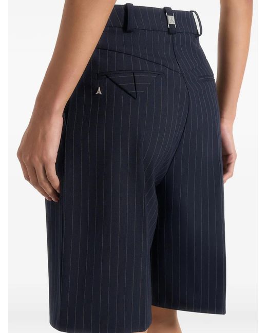 Manière De Voir Blue Lorette Pinstripe Double Pleat Tailored Shorts