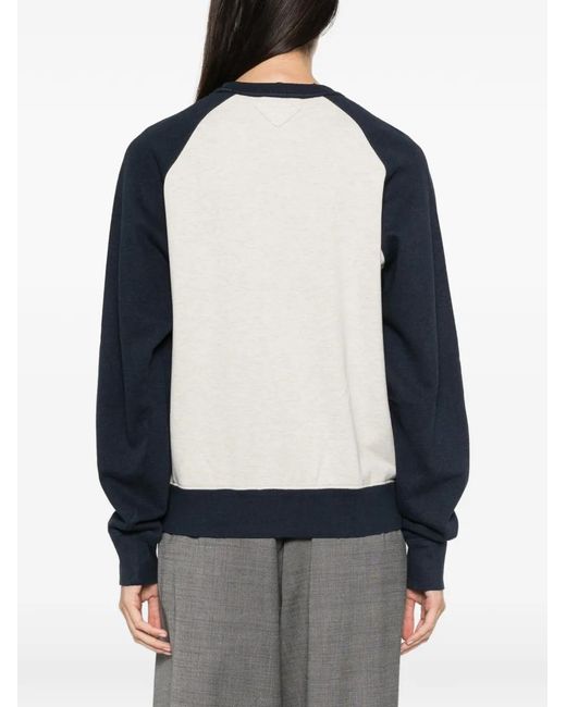 Prada Blue Logo-Print Raglan-Sleeve Sweatshirt
