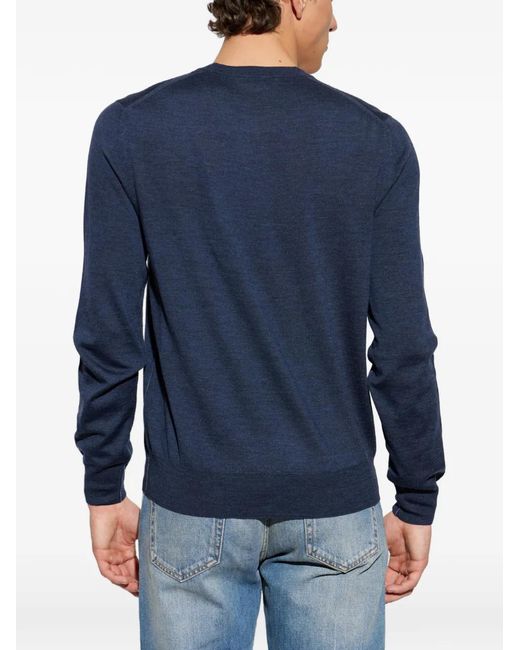 McQueen Blue Skull-Embroidered Sweater for men
