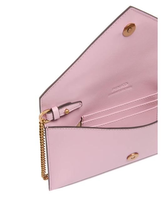 Pinko レザークラッチバッグ Pink