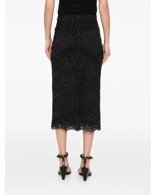 Simonetta Ravizza Black Clivy Floral Lace Midi Skirt