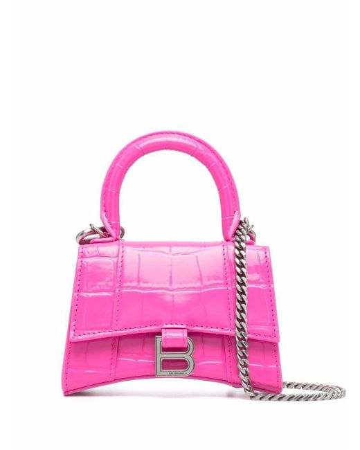 Balenciaga Hourglass Mini-tas Met Kettinghengsel in het Roze | Lyst NL