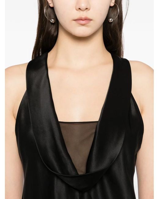 Helmut Lang Black U-Neck Silk Top